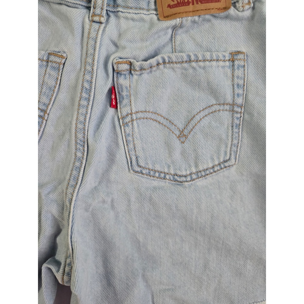 Levis Skirty Short Girls 10 Light Wash Denim Frayed Hem High Waist Shorts - Picture 9 of 14